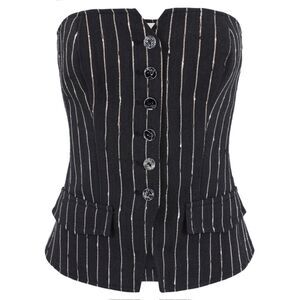 NWT - ULLA JOHNSON Noemie Top Noir/Black Stripe, Sz 4